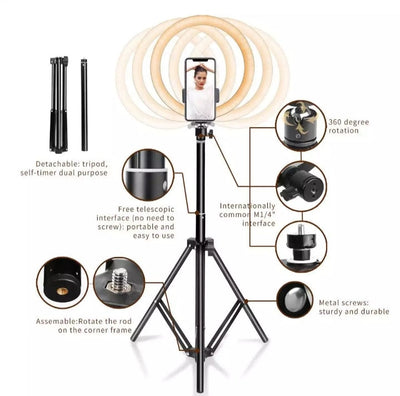 26 CM Professional LED Ring Light With 7 FT Tripod Stand